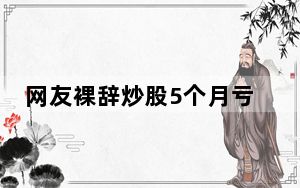 网友裸辞炒股5个月亏损48% 背后真相实在令人震惊 背后真相实在让人惊愕