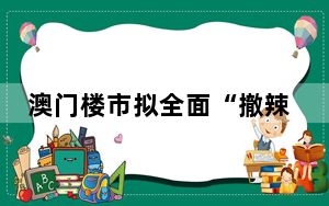 澳门楼市拟全面“撤辣”