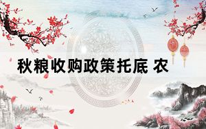 秋粮收购政策托底 农民“好收成”变成“好收益”