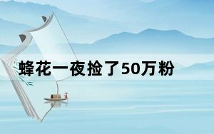 蜂花一夜捡了50万粉丝 背后真相令人震惊