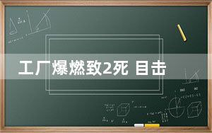 工厂爆燃致2死 目击者称浓烟全县可见 背后真相实在令人震惊