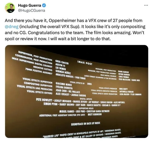奥本海默片尾删除80%特效员工署名 这到底是怎么回事？